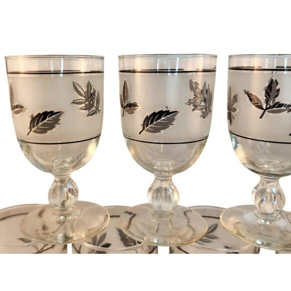 Libbey Frosted Silver Leaves Goblets Mint Condition Set Of 6 Vintage - Picture 11 of 13
